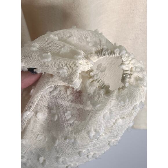 Maeve by Anthropologie Textured-Sleeve Round Neck Blouse Top Cream Women's XL - Picture 6 of 11